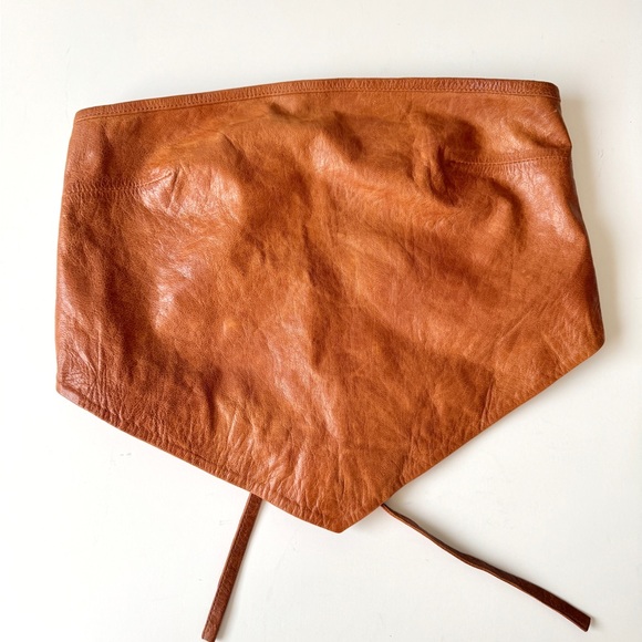 Remain Tops - REMAIN Jules Strapless Cropped Leather Top in Brown Size 0